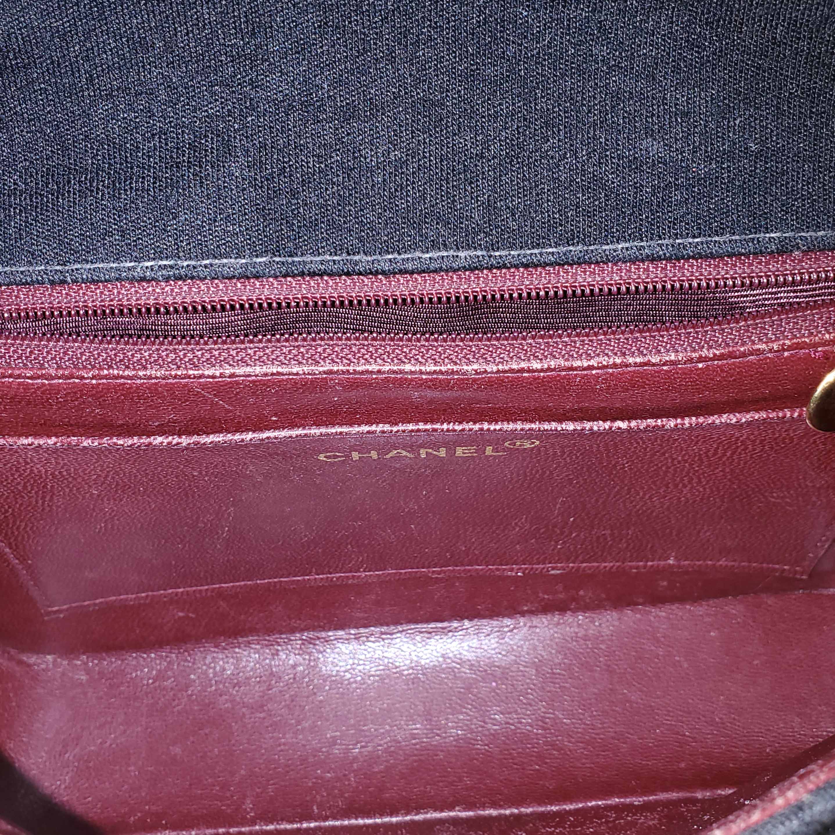 CHANEL VINTAGE BLACK FABRIC 'VERTICAL FLAP' BAG