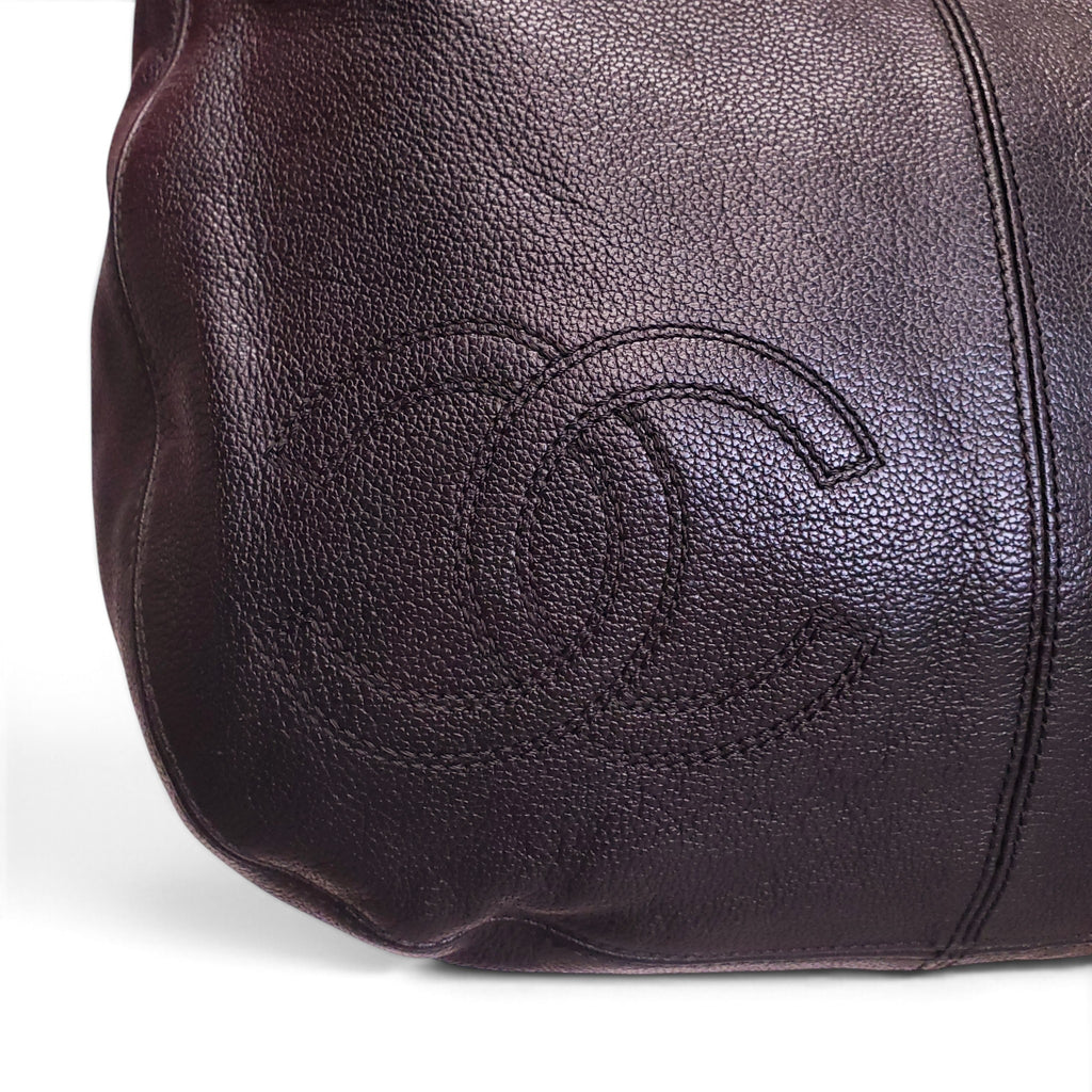 CHANEL VINTAGE BLACK LEATHER CC CROSSBODY WITH TORTOISE CHAIN