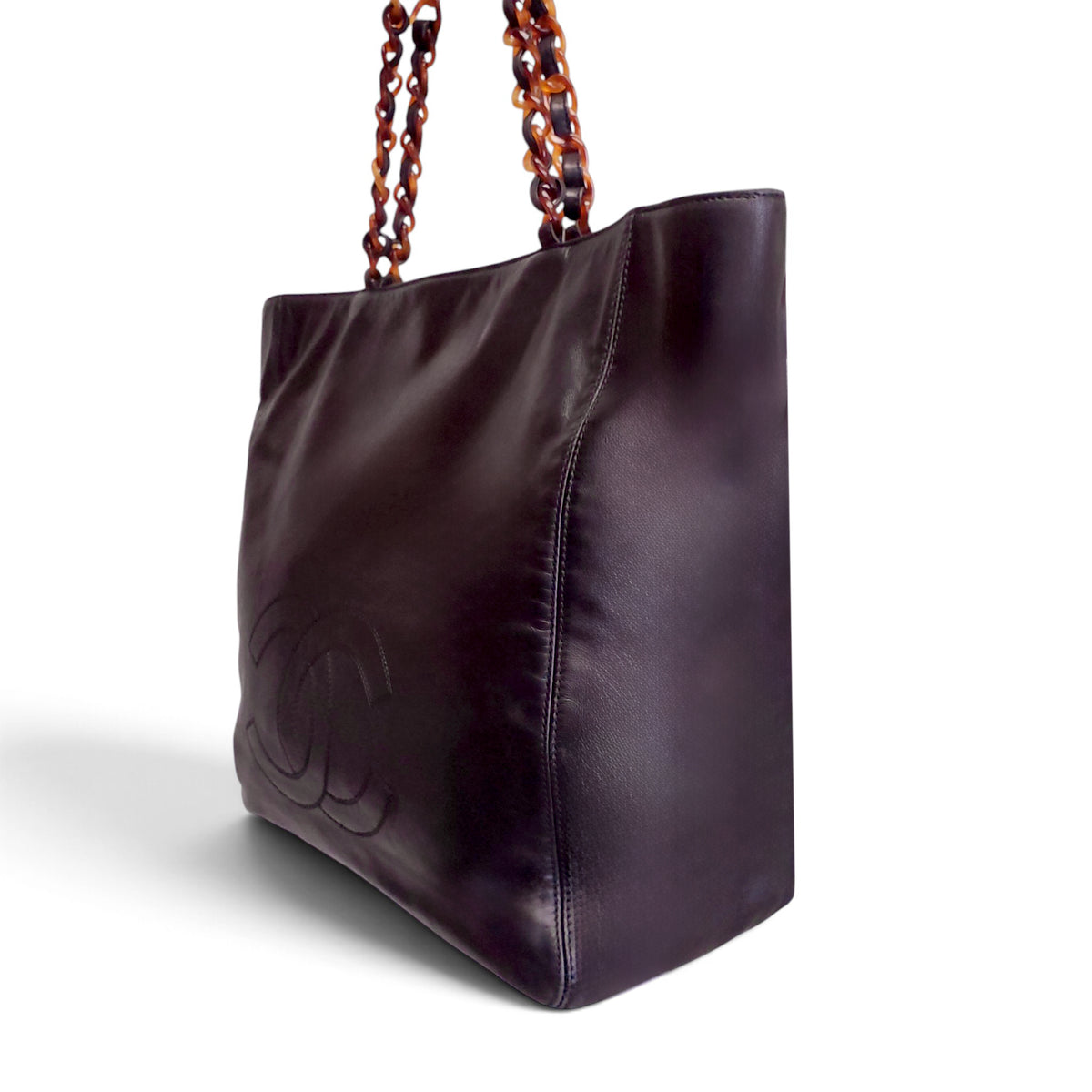 CHANEL VINTAGE BLACK LEATHER TIMELESS CC TOTE