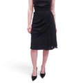 CHANEL VINTAGE BLACK SILK ROUCHED SKIRT - SIZE 40