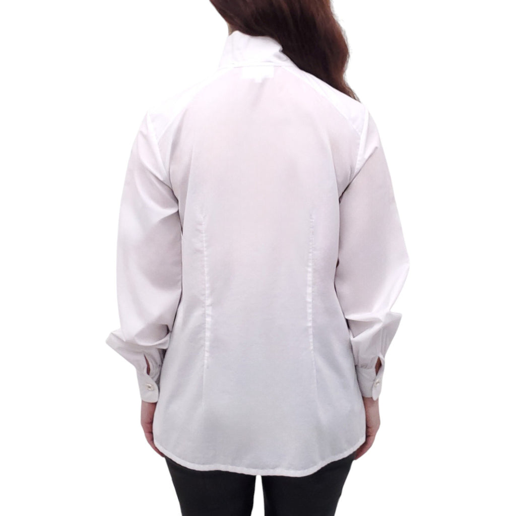 CHANEL WHITE COTTON LONG SLEEVE TOP - SIZE 36