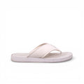 CHANEL WHITE FABRIC LOGO FLIP FLOPS - SIZE 40C
