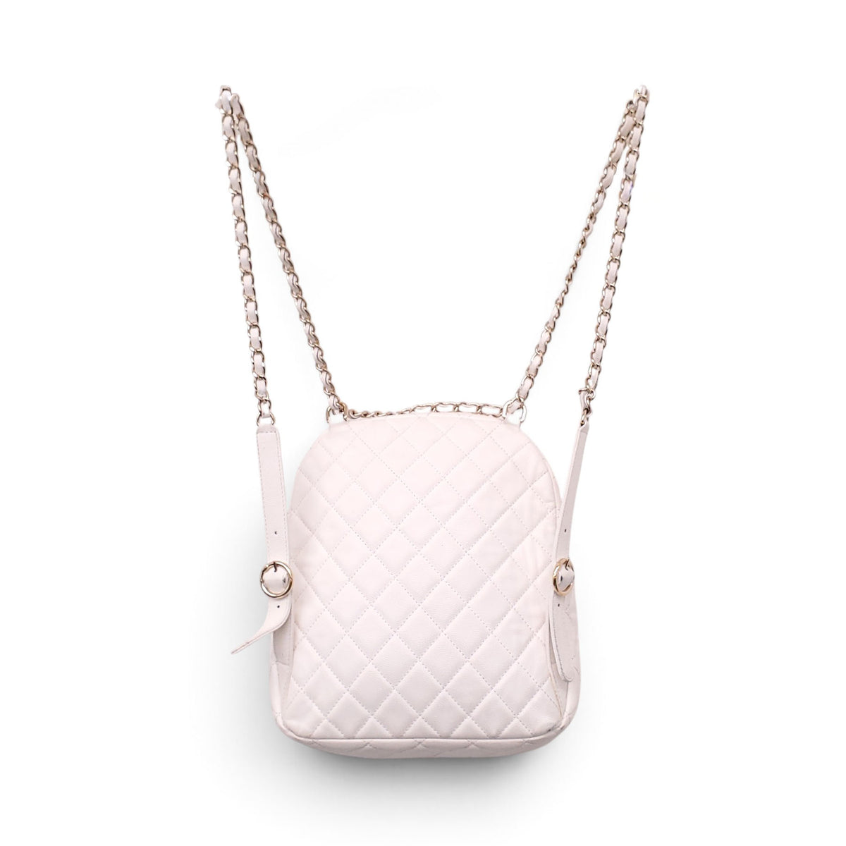 CHANEL WHITE MINI CC DAY CAVIAR BACKPACK
