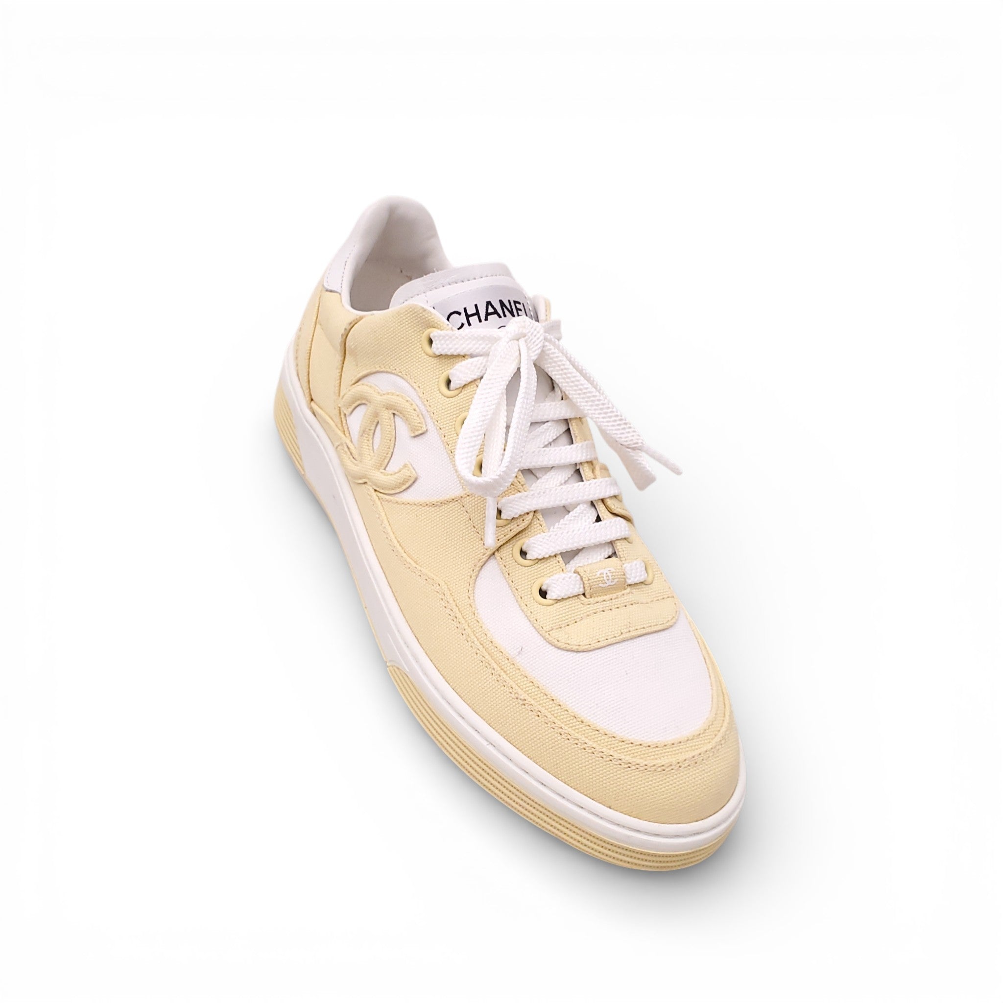 CHANEL YELLOW LOGO SNEAKERS - SIZE 39