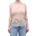 CHANEL YELLOW SILK CAMISOLE WITH LOGO AND LACE - SIZE 42