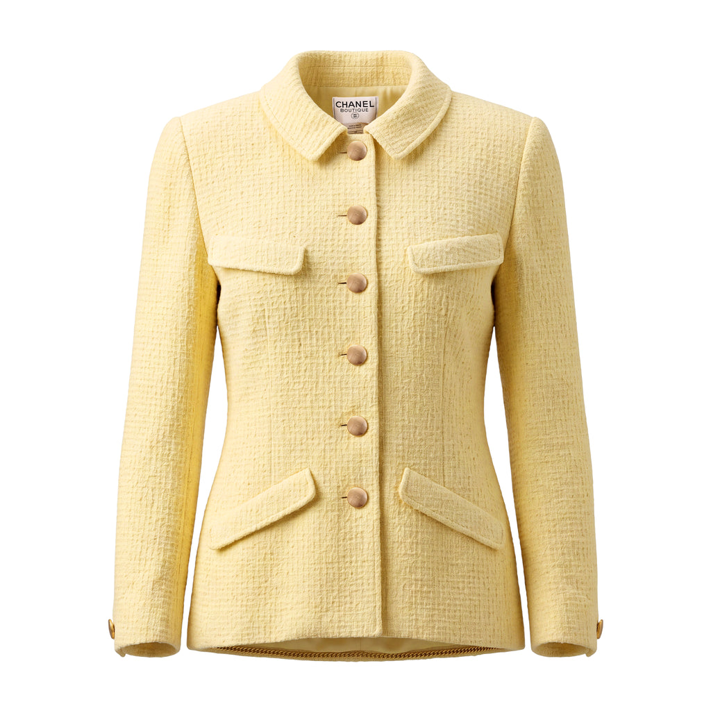 CHANEL YELLOW TWEED BLAZER - SIZE 36