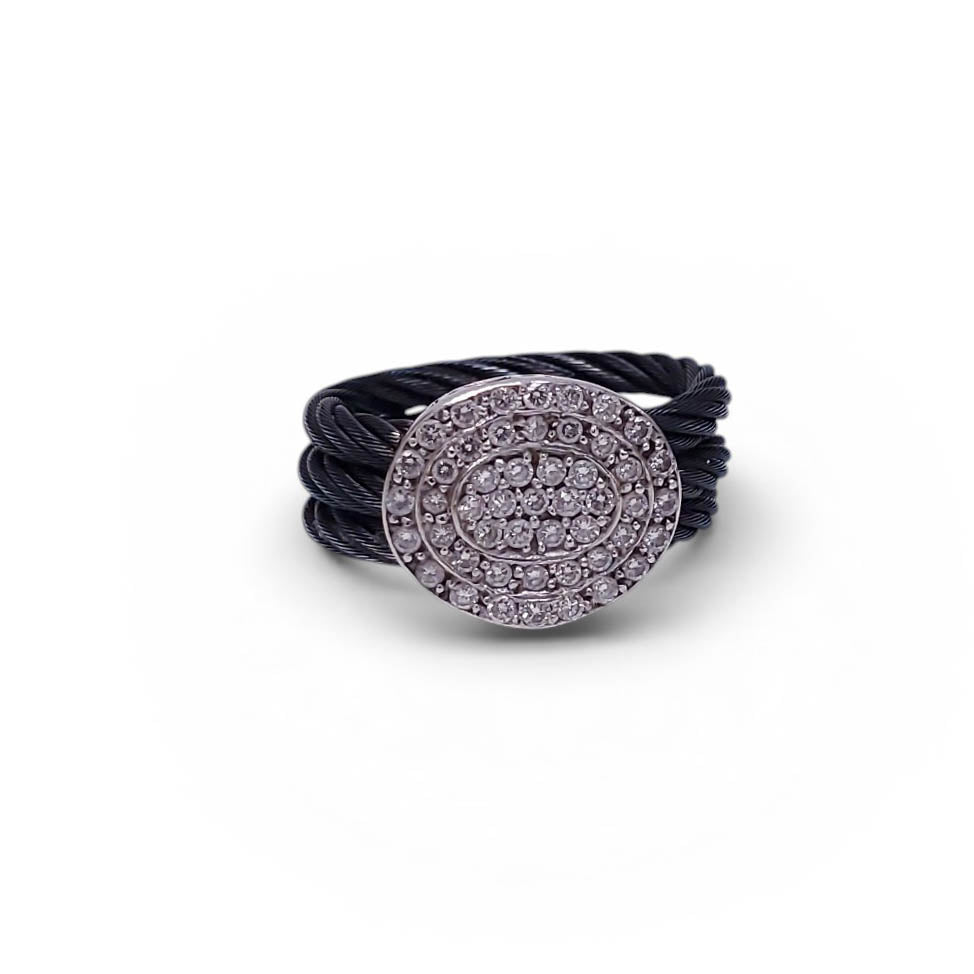 CHARRIOL BLACK ROPE DIAMOND RING - SIZE 6.5