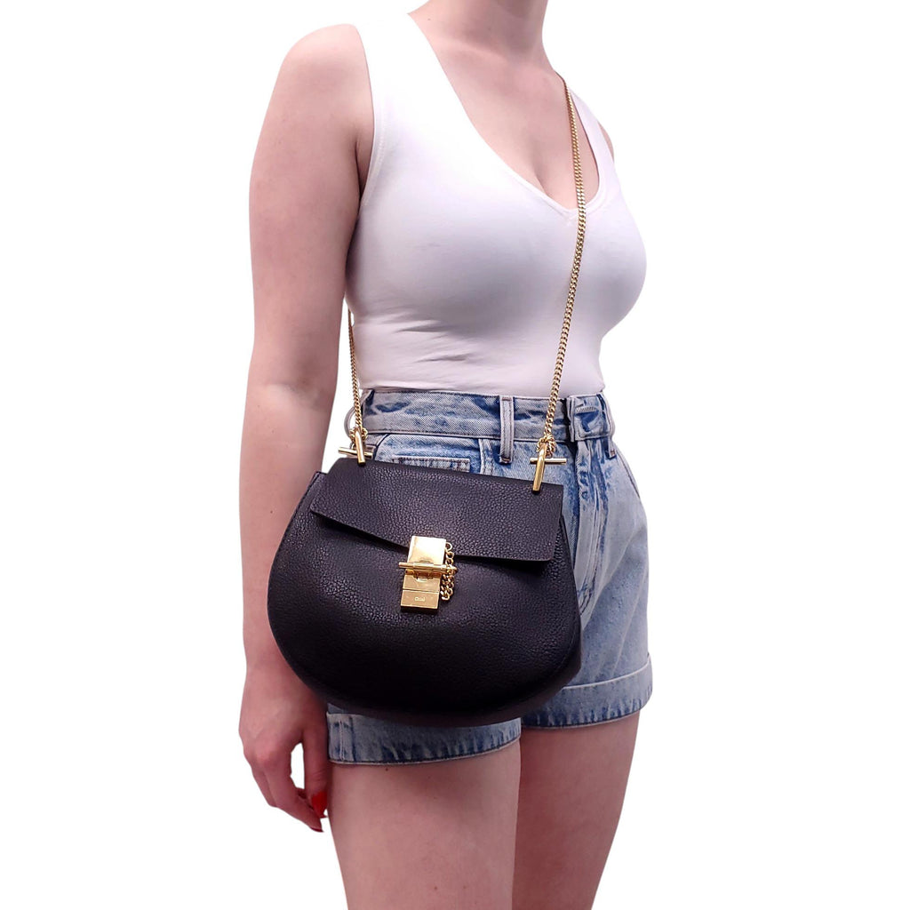 CHLOÉ BLACK LEATHER PADLOCK BAG