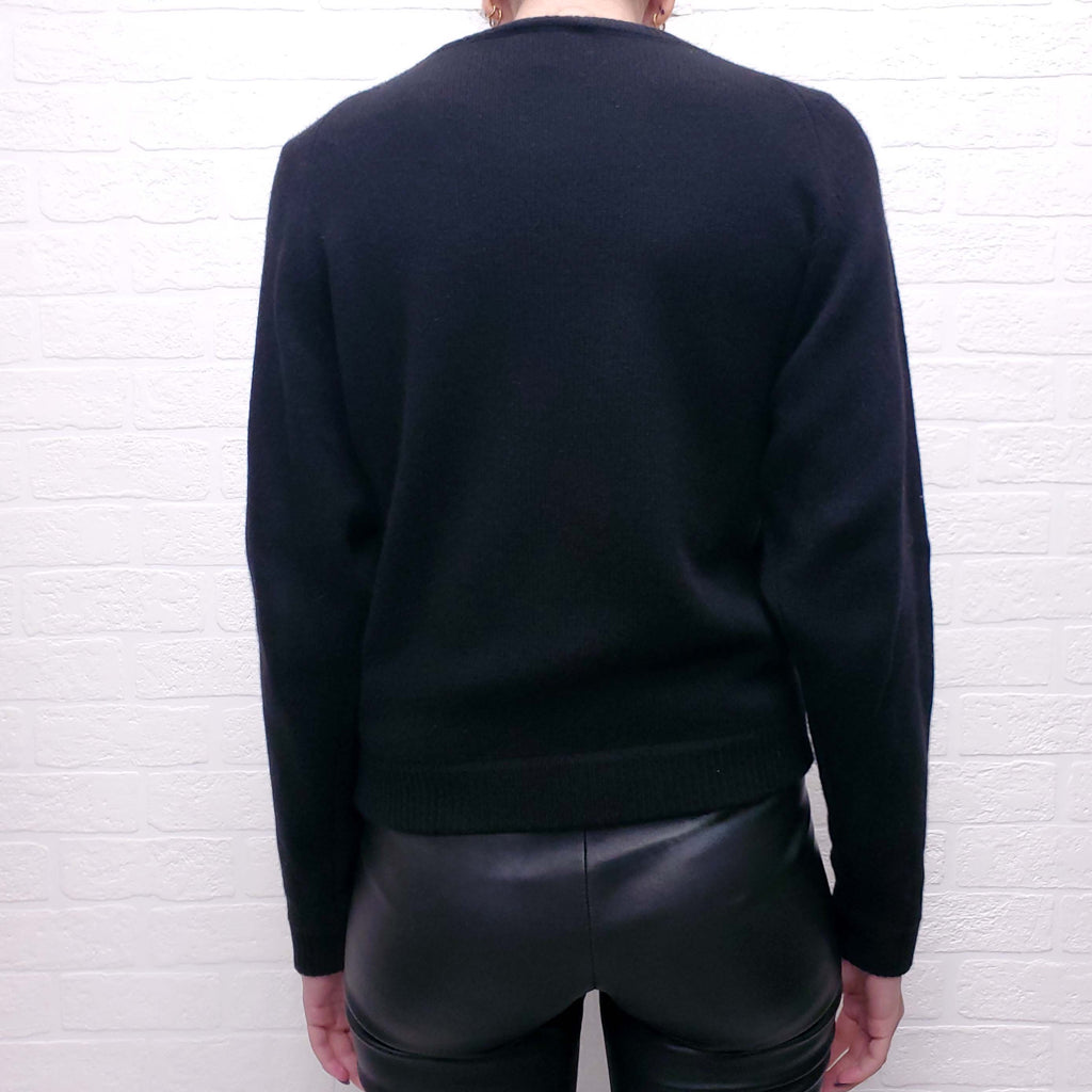 CHLOÉ BLACK SWEATER WITH GOLD BEADED PALM TREE - SIZE M