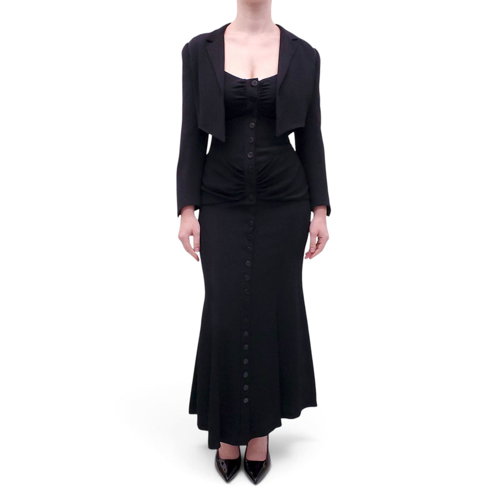 CHLOÉ BLACK VINTAGE DRESS WITH CROPPED JACKET - SIZE 38