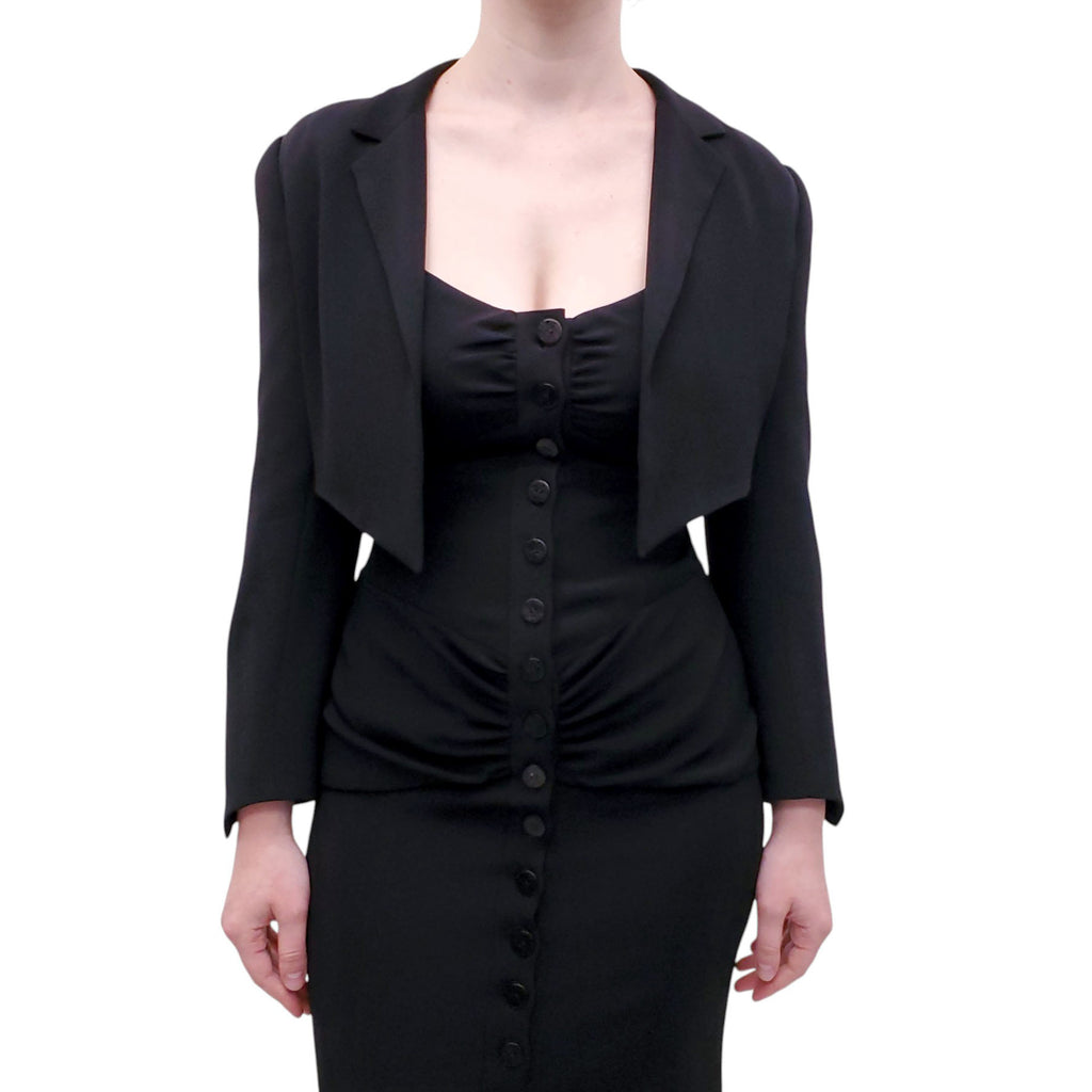 CHLOÉ BLACK VINTAGE DRESS WITH CROPPED JACKET - SIZE 38