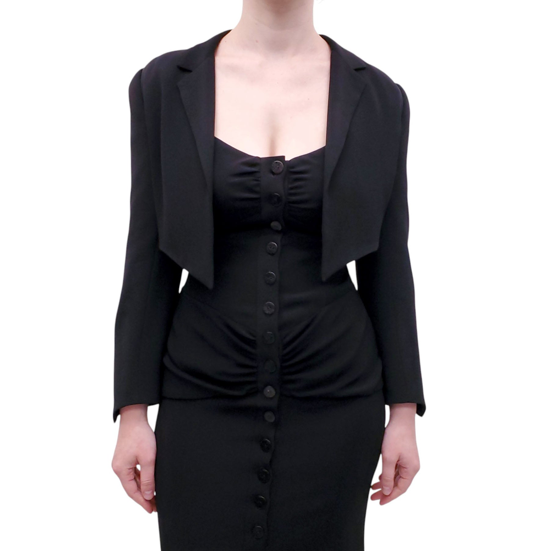 CHLOÉ BLACK VINTAGE DRESS WITH CROPPED JACKET - SIZE 38