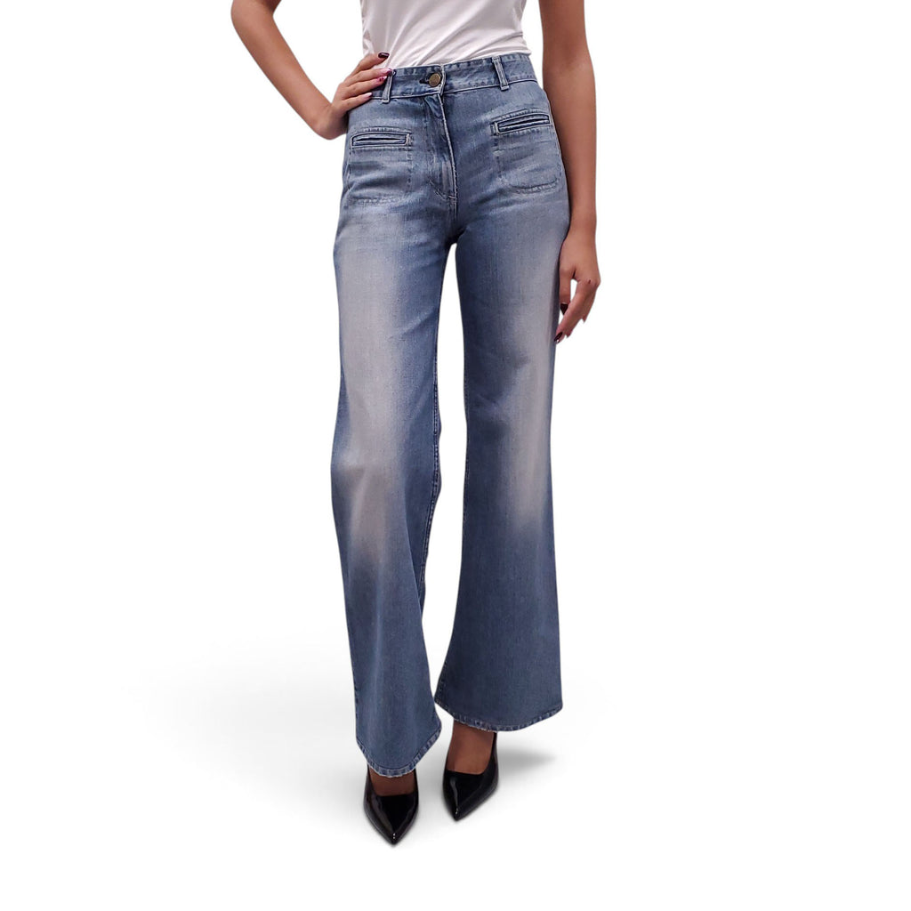 CHLOÉ BLUE DENIM JEANS WITH LOGO - SIZE 38