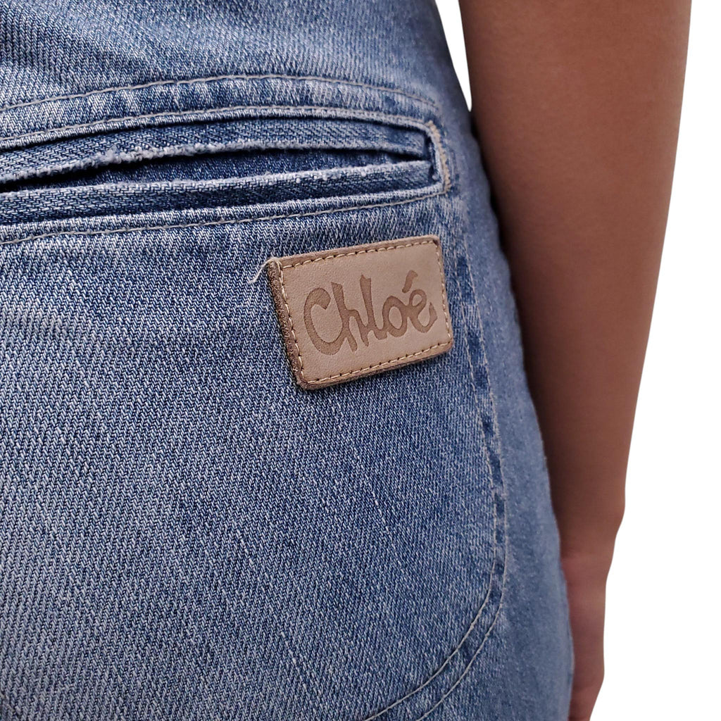 CHLOÉ BLUE DENIM JEANS WITH LOGO - SIZE 38