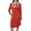 CHLOÉ BURNT ORANGE DRESS WITH SEAFOAM COLLAR AND TIE - SIZE 44