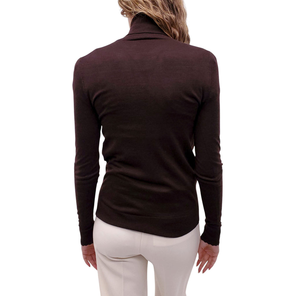 CHLOÉ CHOCOLATE BROWN TURTLENECK SWEATER - SIZE XS