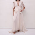 CHLOÉ CREAM SILK EMBROIDERED MAXI DRESS - SIZE 34