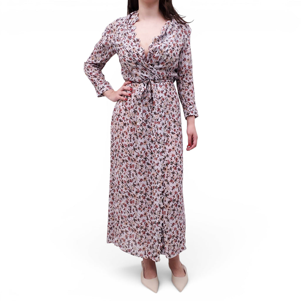 CHLOÉ GREY FLORAL MAXI DRESS - SIZE 34