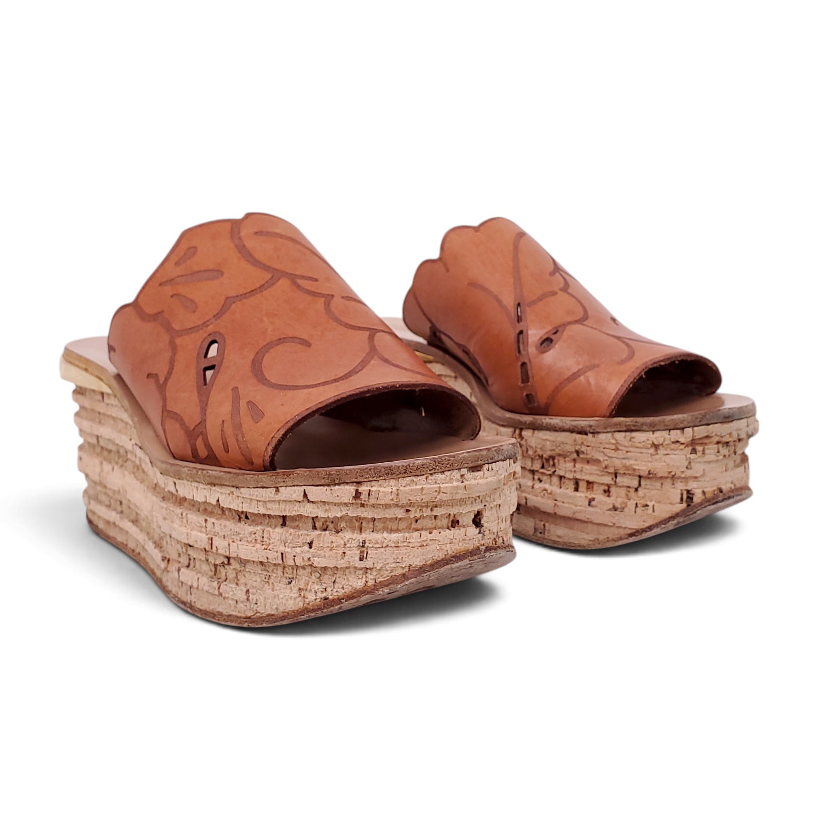 CHLOÉ LEATHER PLATFORM ESPADRILLES - SIZE 38
