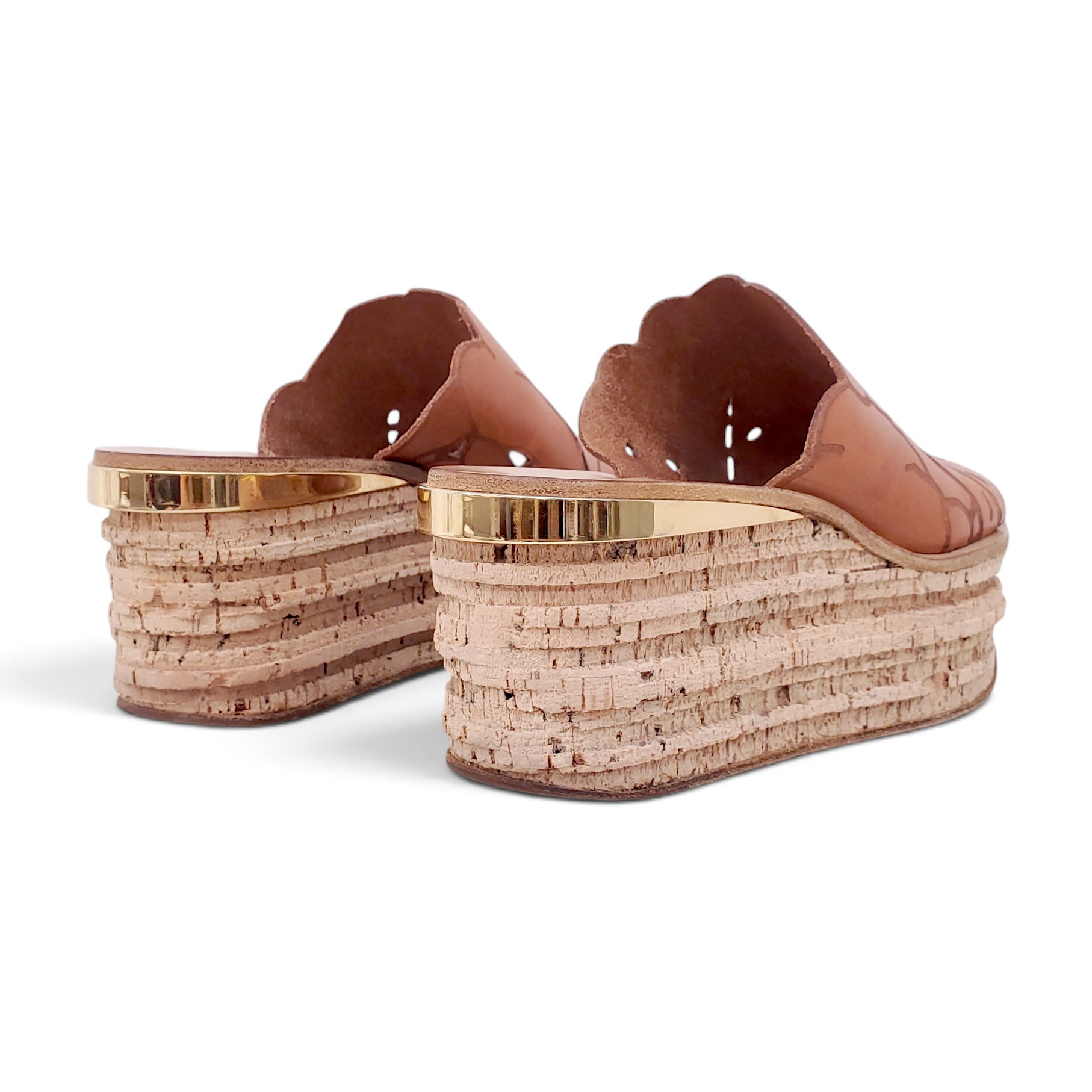 CHLOÉ LEATHER PLATFORM ESPADRILLES - SIZE 38