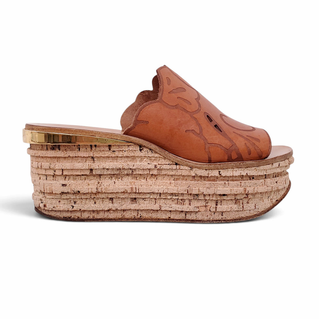 CHLOÉ LEATHER PLATFORM ESPADRILLES - SIZE 38