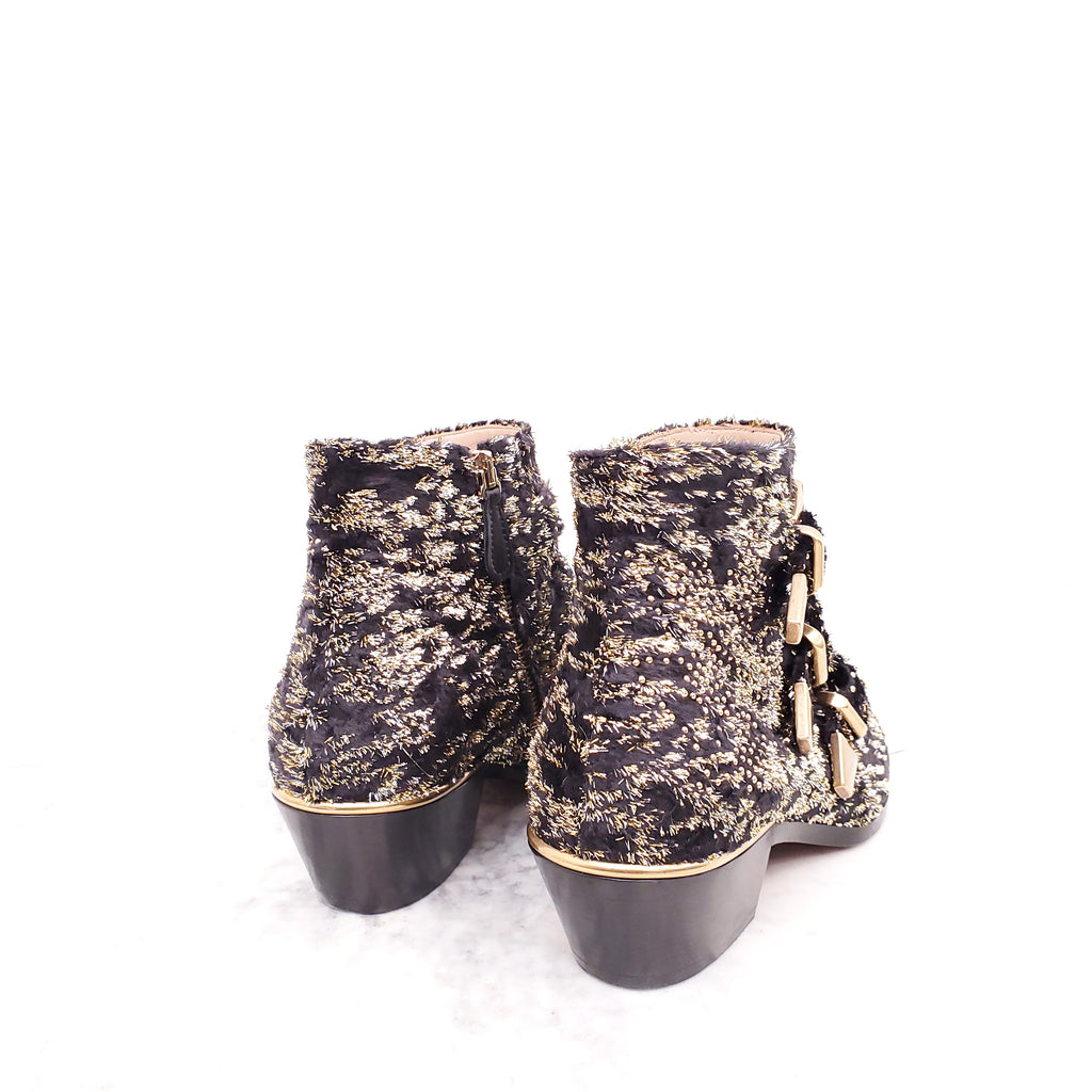 CHLOE METALLIC SUZANNE BOOTIES - SIZE 36.5
