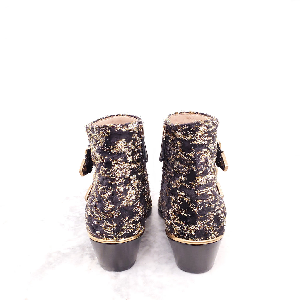 CHLOE METALLIC SUZANNE BOOTIES - SIZE 36.5