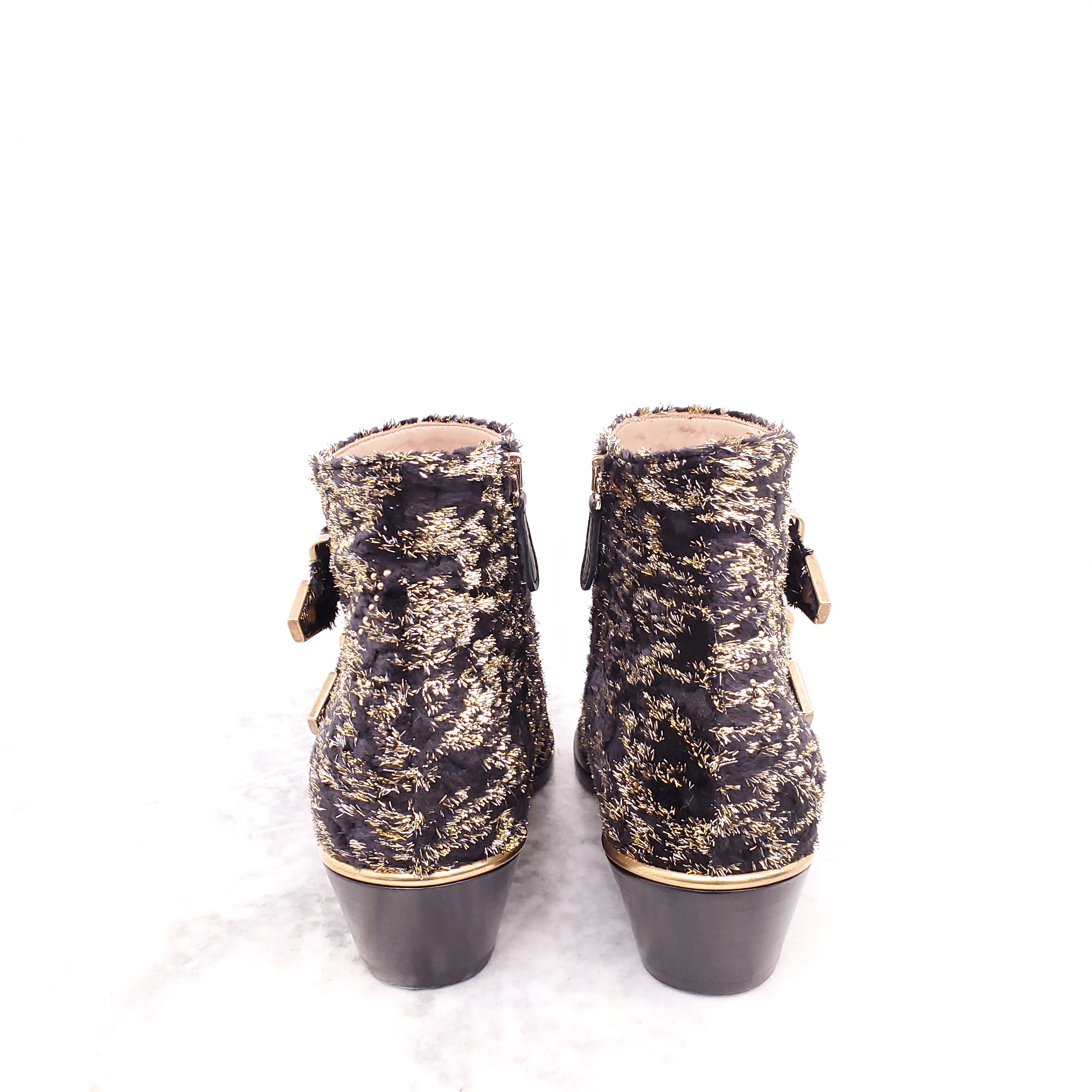 CHLOE METALLIC SUZANNE BOOTIES - SIZE 36.5