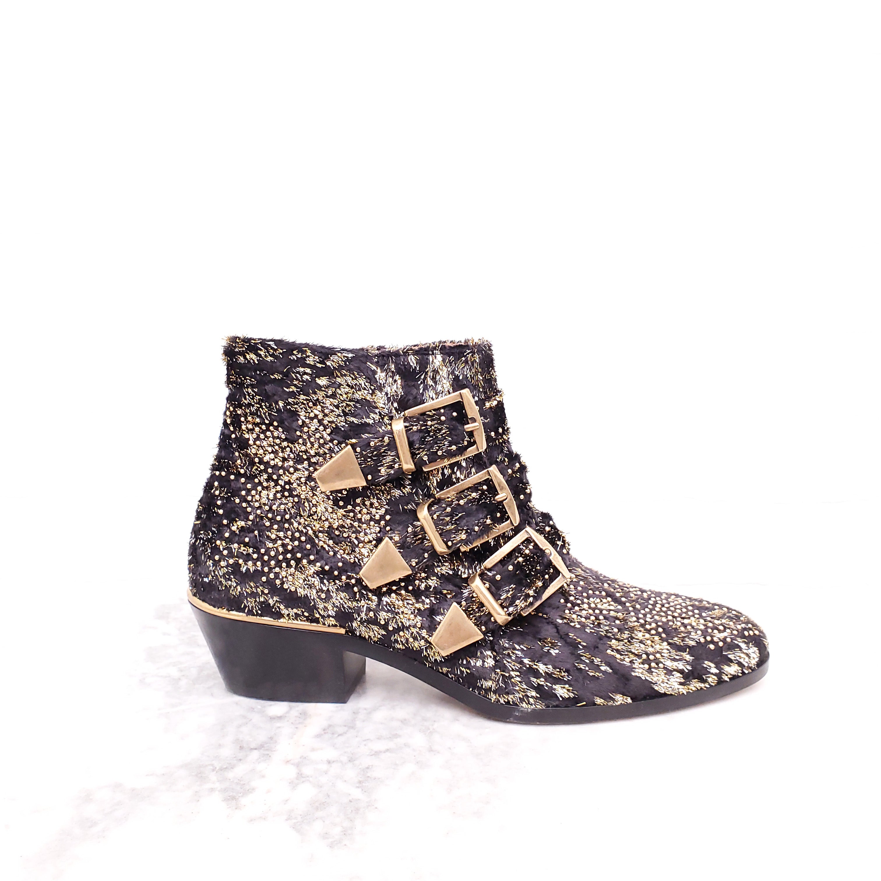 CHLOE METALLIC SUZANNE BOOTIES - SIZE 36.5