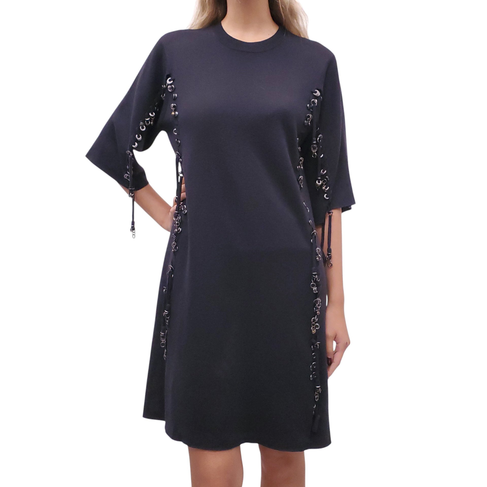 CHLOÉ NAVY DRESS WITH GROMMET DETAILS - SIZE M