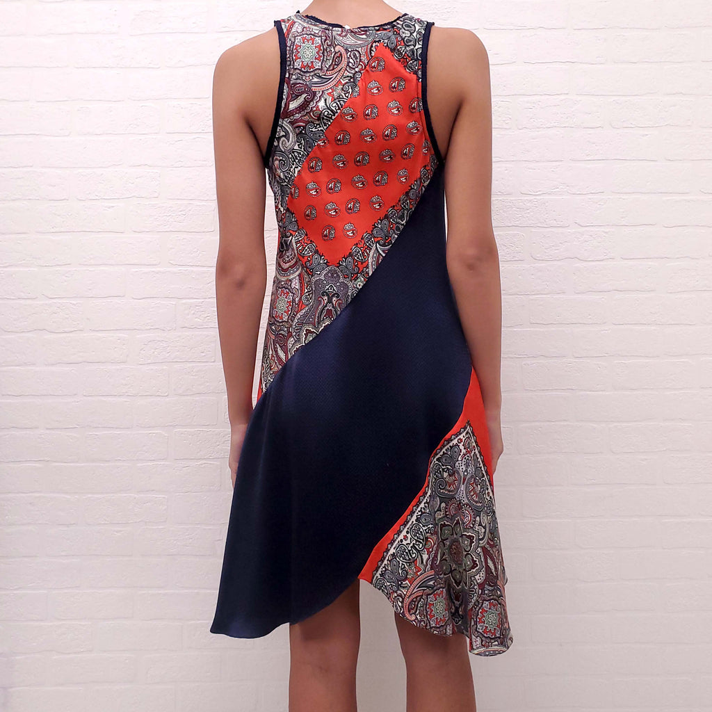 CHLOÉ RED AND NAVY PAISLEY DRESS - SIZE 36