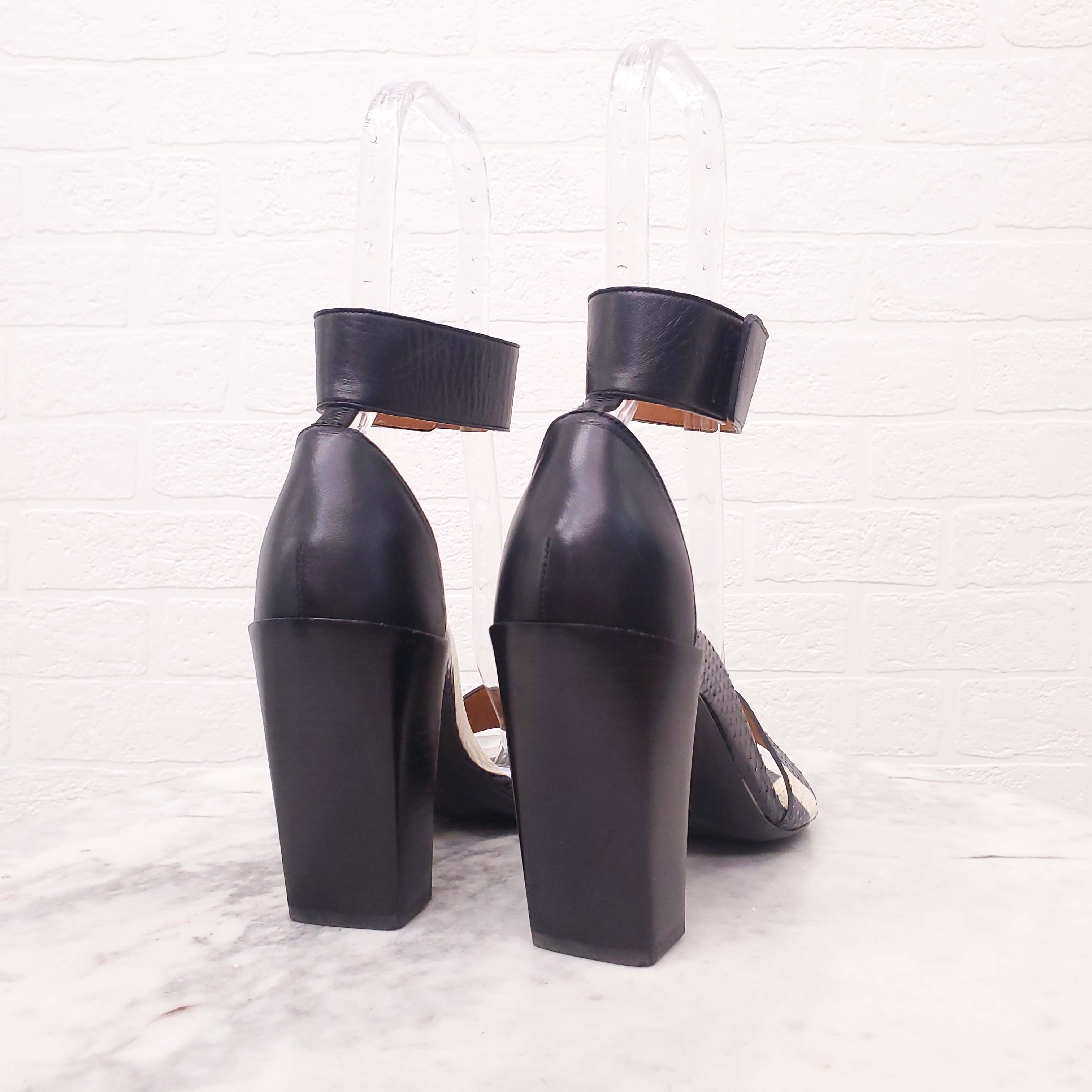 CHLOÉ STRIPE PYTHON SANDAL HEELS - SIZE 37