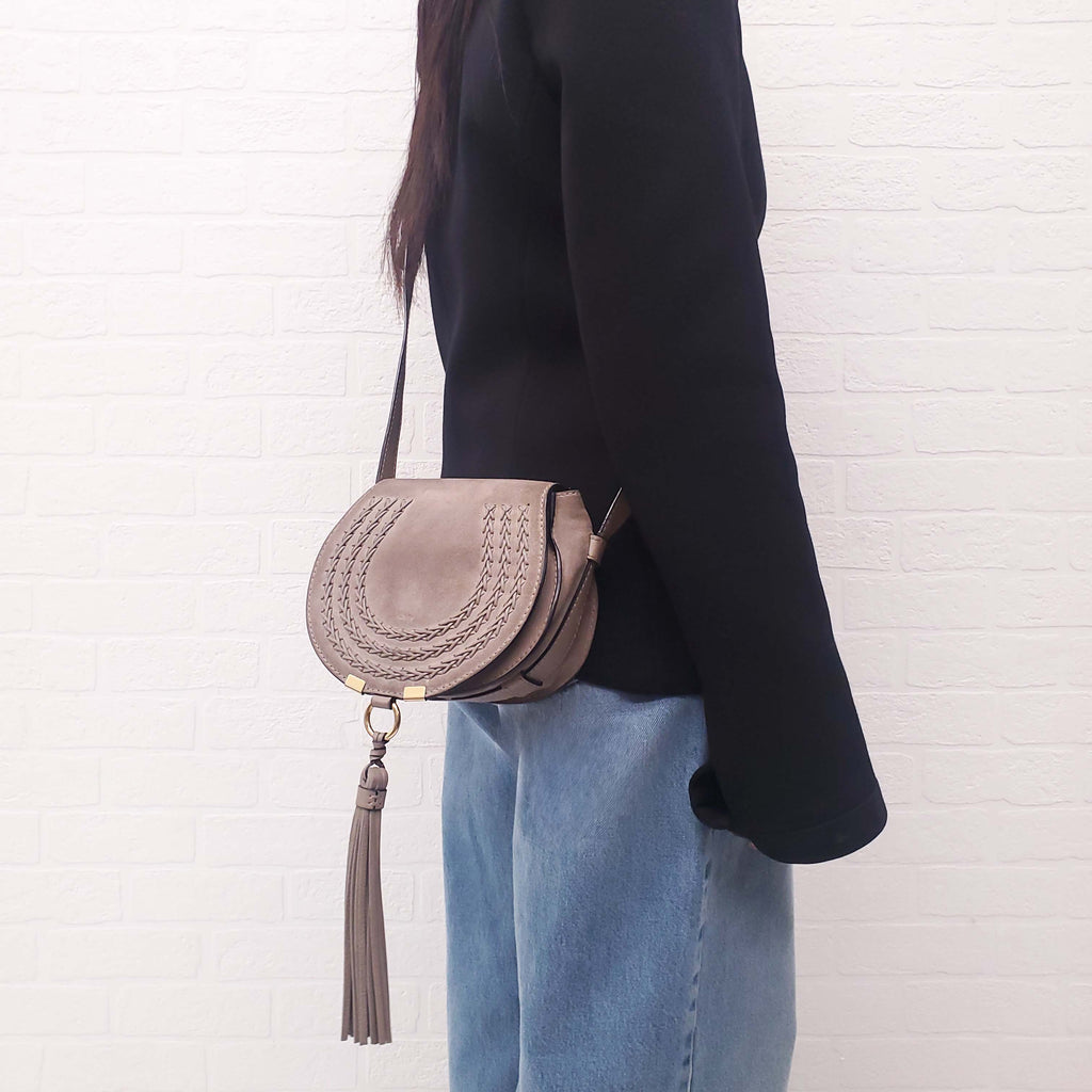 CHLOÉ TAUPE SUEDE MARCIE BAG