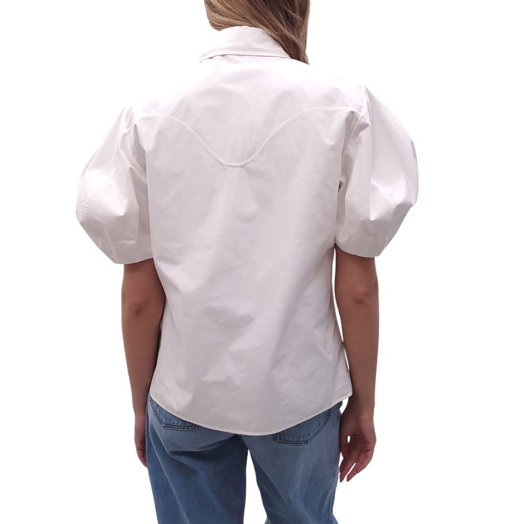 CHLOÉ WHITE EMBROIDERED POPLIN BLOUSE - SIZE 38