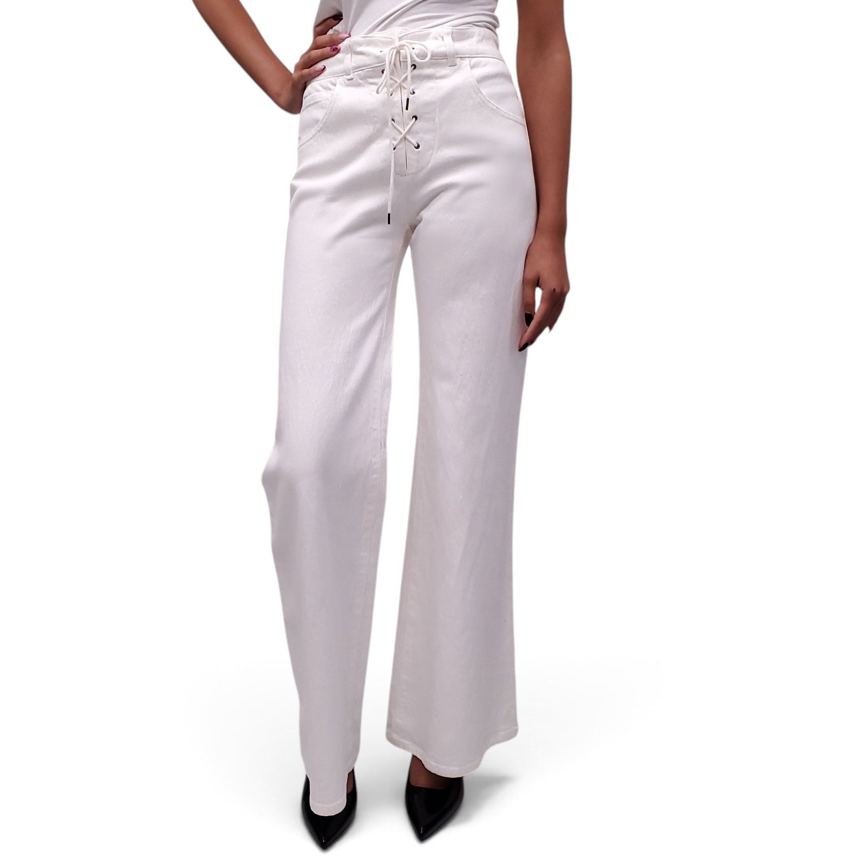 CHLOÉ  WHITE JEANS WITH CORSET DETAIL - SIZE 38