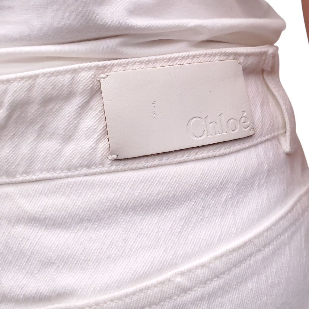 CHLOÉ  WHITE JEANS WITH CORSET DETAIL - SIZE 38