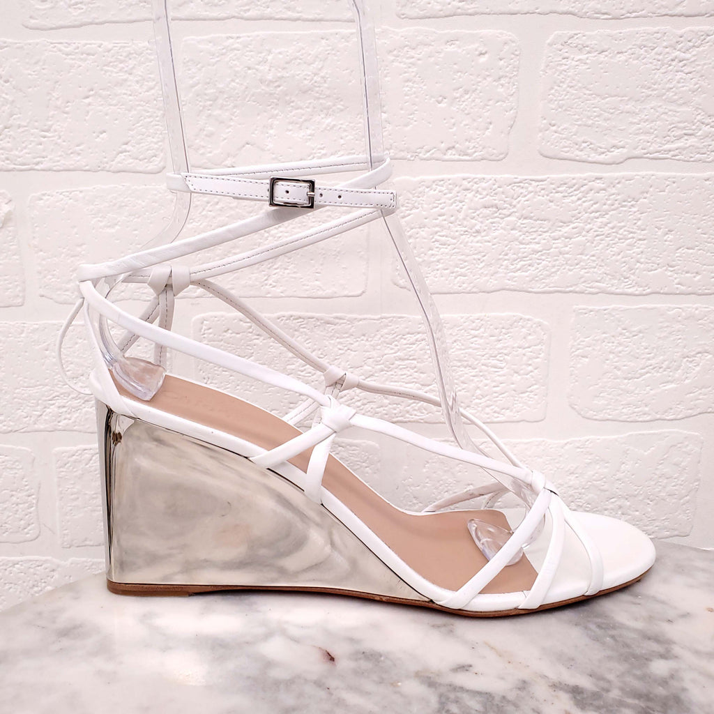 CHLOÉ WHITE METALLIC AND SILVER WEDGES - SIZE 41