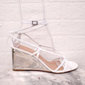CHLOÉ WHITE METALLIC AND SILVER WEDGES - SIZE 41