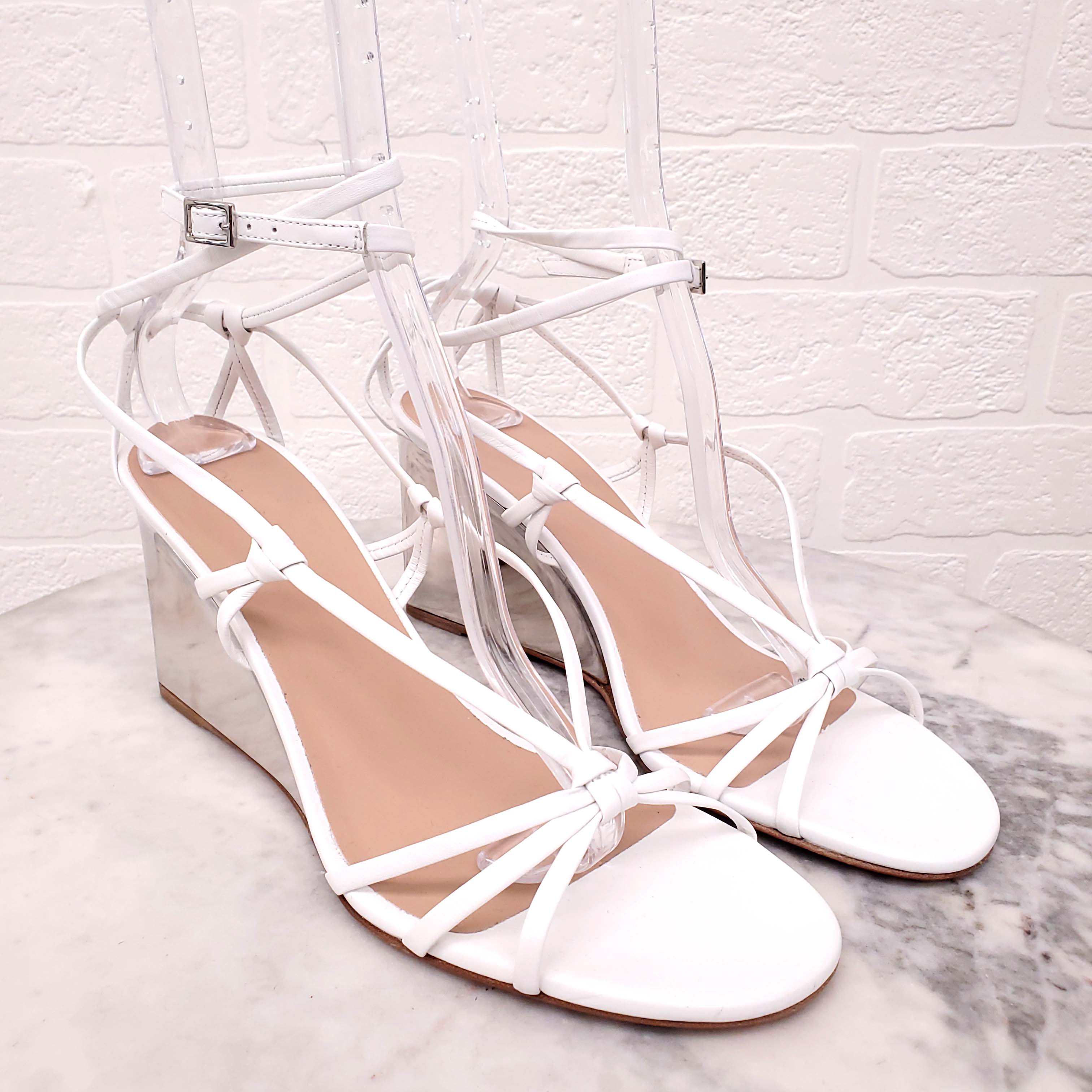 CHLOÉ WHITE METALLIC AND SILVER WEDGES - SIZE 41
