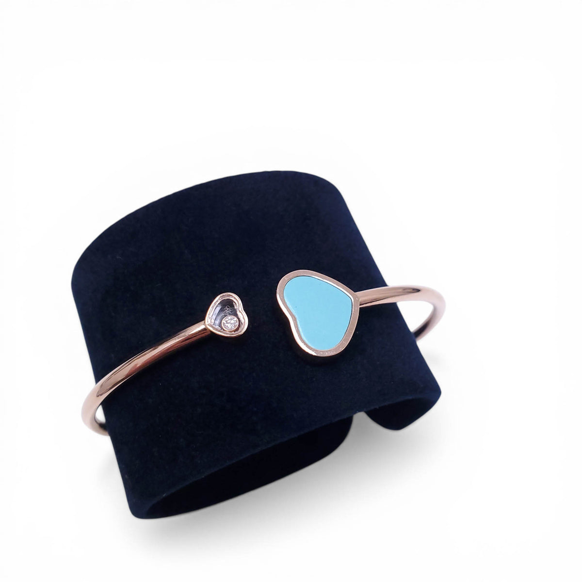CHOPARD 18K ROSE GOLD AND DIAMOND HAPPY HEARTS CUFF