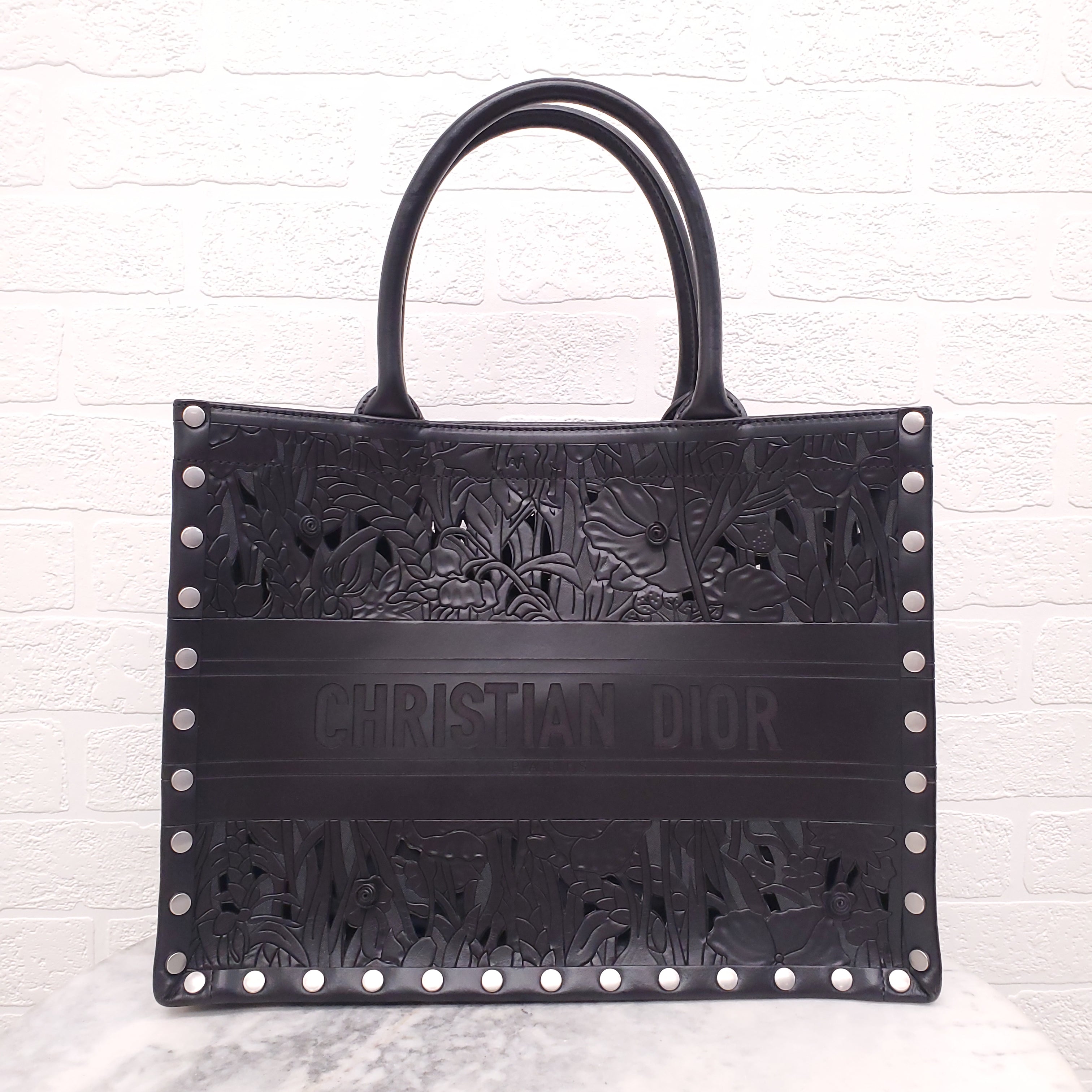 CHRISTIAN DIOR 2020 FLEURS SCULPTED LEATHER LARGE BOOK TOTE