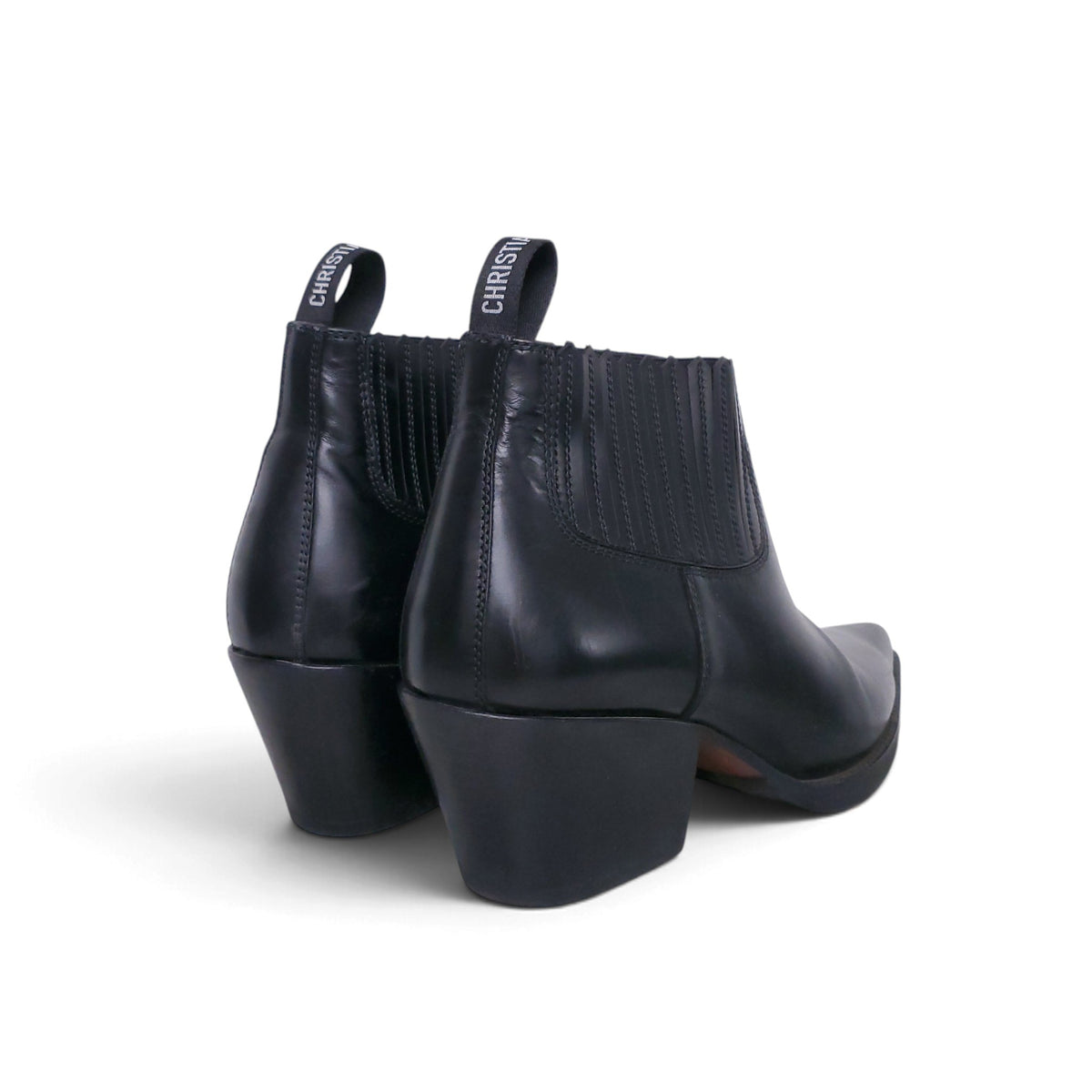 CHRISTIAN DIOR BLACK COWBOY BOOTS WITH STAR - SIZE 38