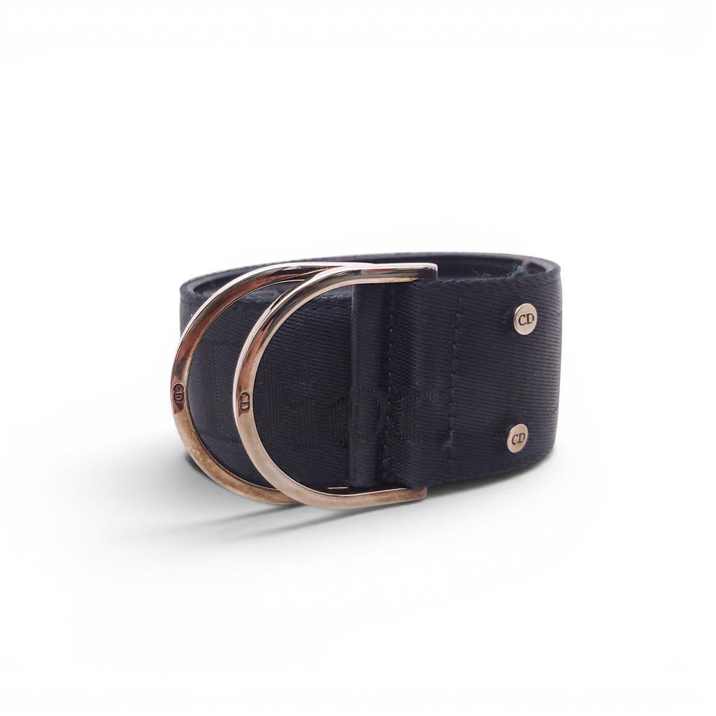 CHRISTIAN DIOR BLACK FABRIC LOGO BELT - SIZE M