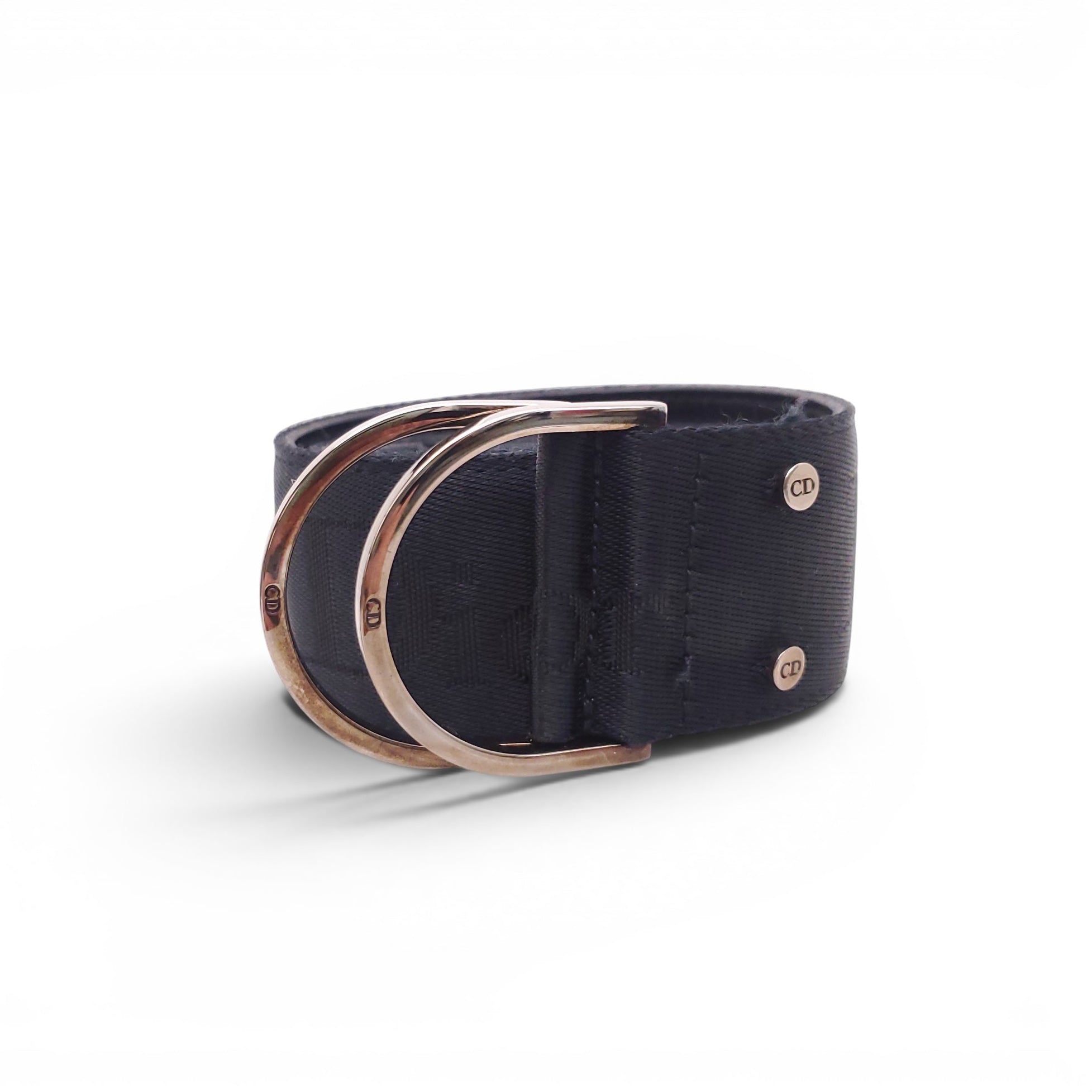 CHRISTIAN DIOR BLACK FABRIC LOGO BELT - SIZE M