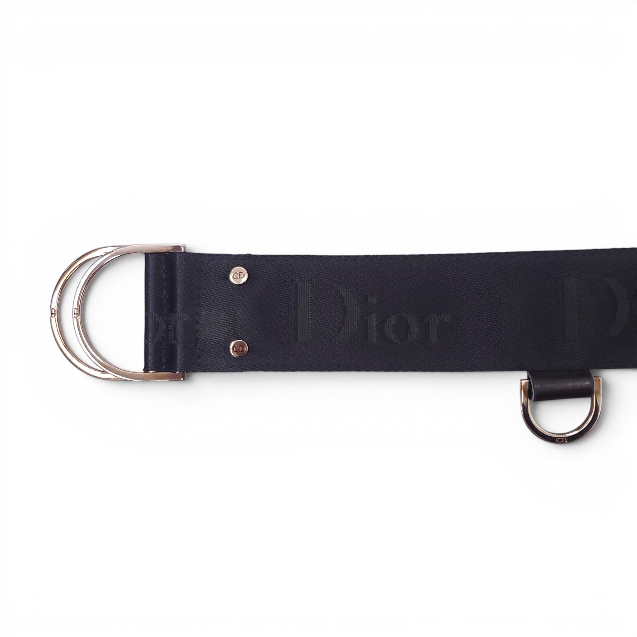 CHRISTIAN DIOR BLACK FABRIC LOGO BELT - SIZE M
