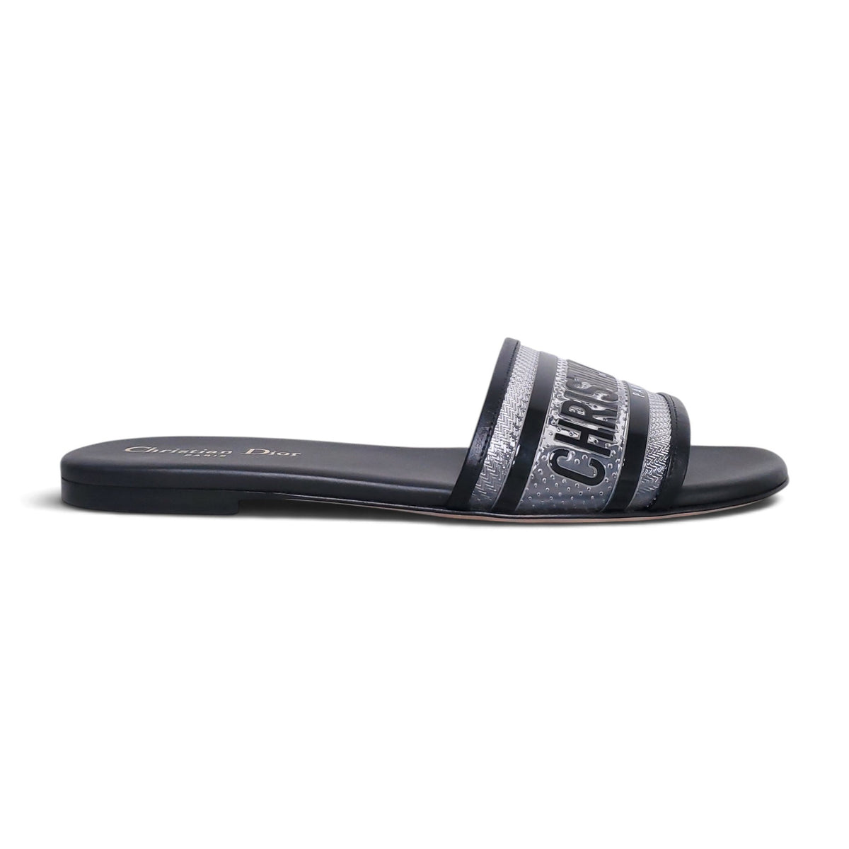 CHRISTIAN DIOR BLACK LOGO SANDALS - SIZE 39