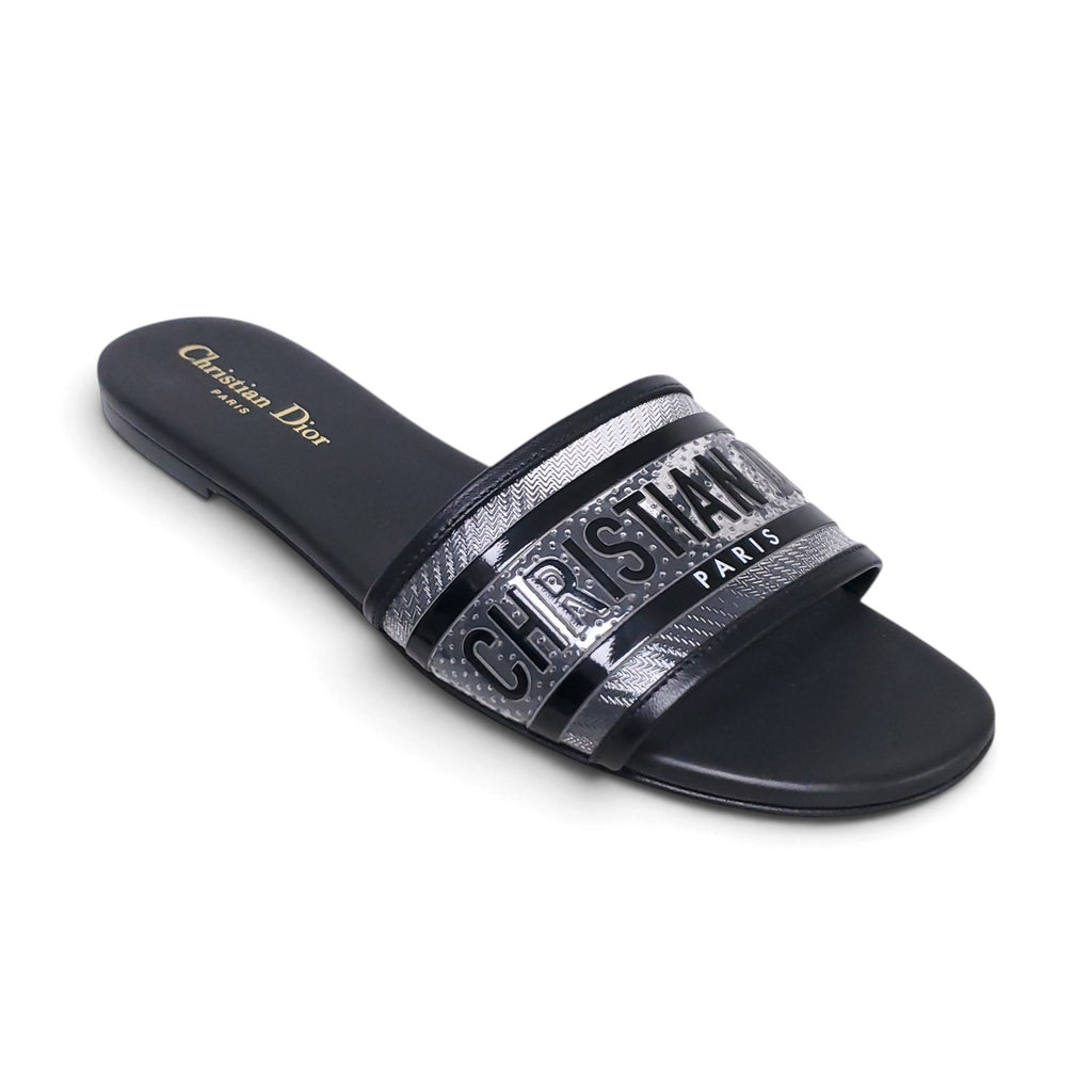 CHRISTIAN DIOR BLACK LOGO SANDALS - SIZE 39