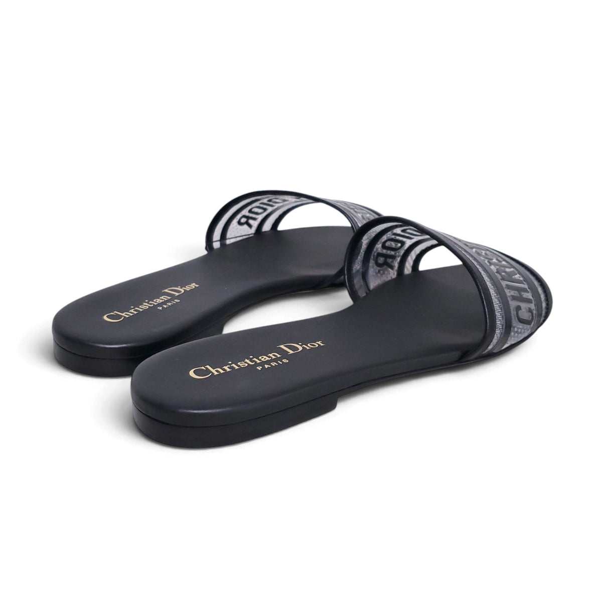 CHRISTIAN DIOR BLACK LOGO SANDALS - SIZE 39