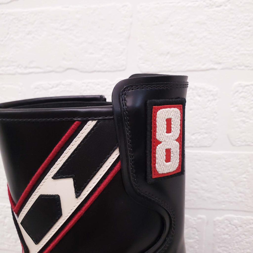 CHRISTIAN DIOR BLACK 'DIORALLY' LEATHER MOTO BOOTS - SIZE 37