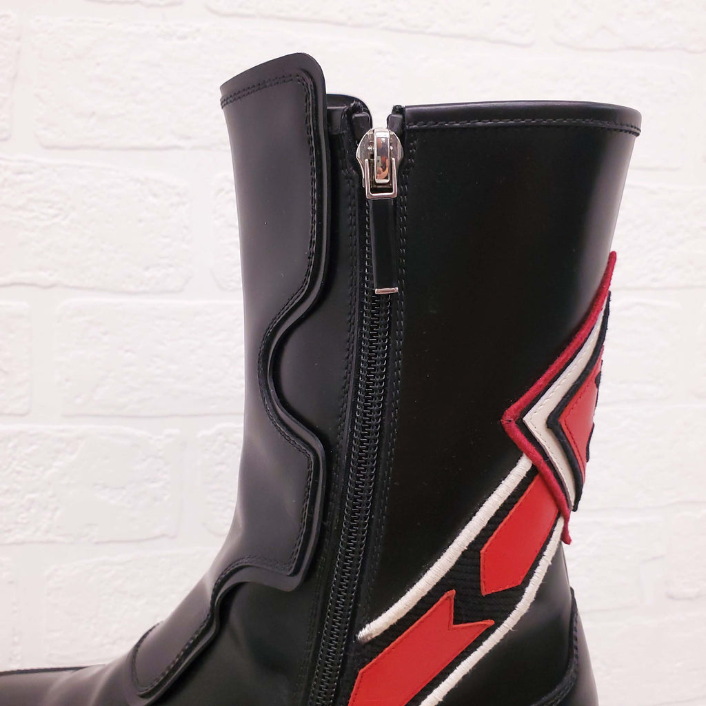 CHRISTIAN DIOR BLACK 'DIORALLY' LEATHER MOTO BOOTS - SIZE 37